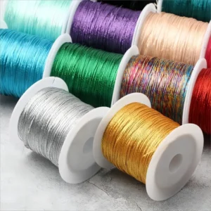 0.2MM Bright Gold Silver Metallic Yarn Hand Knitting Thread DIY Braided Jewelry Making Strings Cross Stitch Bead Wires Crochet