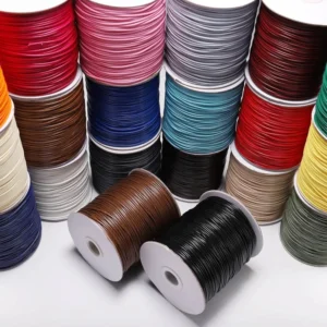 0.5 0.8 1.0 1.2 1.5 2.0mm Waxed Cotton Cord Leather Line Thread String Strap Necklace Rope for Jewelry Making (JCS006)