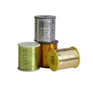 1/69 M Type Flat Yarn Golden & Silver Polyester Metallic Thread for Knitting High Tenacity & Strength