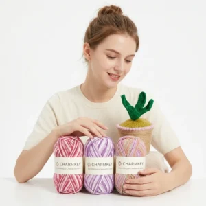 100% Acrylic Fancy Yarn High Tenacity Ring Spun Medium Weight Space Dyed Knitting Yarn for Sweaters Hats Scarves Crochet Weaving