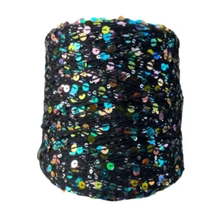 100% Cotton Fancy Yarn 3MM+6MM Sequin Yarn with Long Spacing Dyed Pattern for Hand Knitting and Crochet