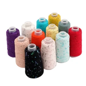 100% Cotton Fancy Yarn Sequin Yarn with Long Spacing Dyed Pattern for Hand Knitting and Crochet