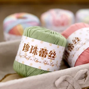 100% Cotton Yarn No.3 Pearl Lace Recycled Dyed Fancy Yarn for Hand Knitting Weaving and Crochet Sweater