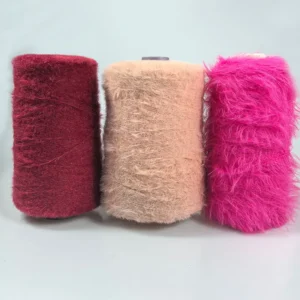 100% Fancy Polyester Feather Fur Yarn Cotton Knitting Yarn with Dyed Pattern for Pajama Sweater Socks Eyelash Yarn Imitation