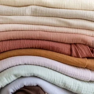 100% Organic Combed Cotton Woven Eco Friendly Lightweight Double Layer Fabric Soft Breathable Plain Dyed 40S Yarn Home Textile