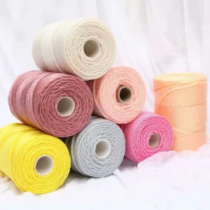 100% Polyester Macrame Yarn Multi Color 3MM Twist Single Strand Cord High Tenacity Fancy Dyed Recycled Cord