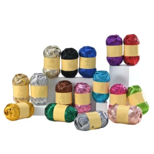 100% Polyester Shiny Metallic Yarn 44 Colors Anti Pilling Soft Texturized for DIY Hand Knitting T shirts Bags