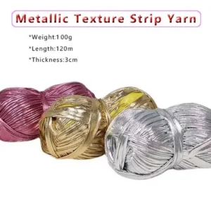 100% Polyester T Shirt Yarn 100g Metallic Crochet Design Premium Fancy Strong Smooth Hand Knitted Yarn