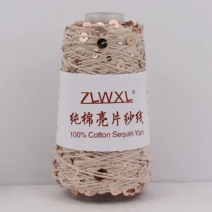 100g 300m Fancy 5ply 100% Cotton Yarn 3mm+6mm Transparent Sequins for Hand Knitting Weaving Embroidery