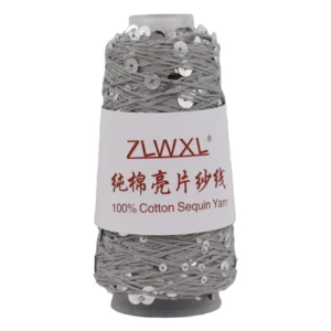 100g 800m Fancy 5ply Blended Yarn with 3mm+6mm Transparent Sequins for Hand Knitting and Embroidery