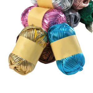 100g Fancy Solid Color Chunky Bright Metallic Cotton Blended Yarn Dyed Eco Friendly Ring Spun High Knitting