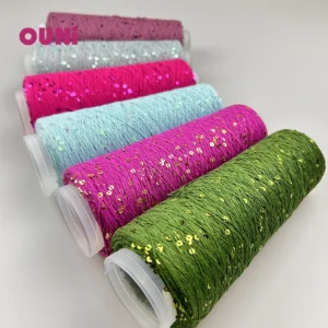 100g Per Cone 100% Natural Cotton Sequin Yarn Sparkle Lurex Yarn for Hand Knitting Crochet Super Soft Material Cotton