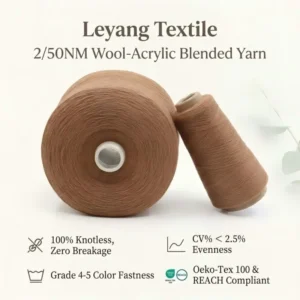 2/50NM Wool Blended Fancy Yarn Velvet Leyang Dyed Soft Smooth Anti-pilling Ring Spun Knitting Yarn