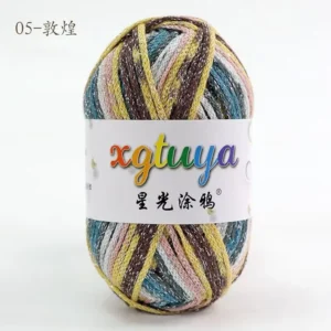 2.5mm Gradient Dyed Anti Pilling Ring Spun Polyester Blended Yarn Strong Silver Sparkle Weaving Knitting Fancy Style Hand