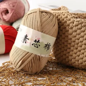 200g Roll 1cm Wide Flat Ribbon Thick Yarn Textured Ring Spun Anti Pilling Soft Dyed Crochet Hand Knitting Recyclable Cotton