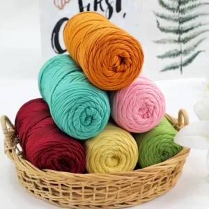 200g Soft Elastic Fabric Chunky Thick T-Shirt Crochet Yarn Beginner-Friendly Hand Knitting Crocheting Needlework Fancy Dyed Yarn