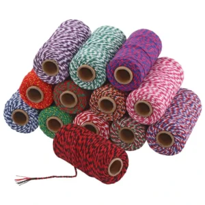 2mm 100m Spool Cotton Twine Rope Thread for Christmas Gift Wrapping Decoration Crochet Use