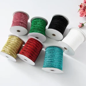 3 8” (9mm) Stretch Metallic Ribbon Yarn for Hair Ornaments and Hair Band