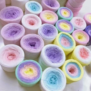 300G Fancy Blended Rainbow Crochet Yarn Cotton Gradient Knitting Yarn 1000Meters