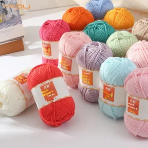 4-Ply 50g Ball 100% Acrylic High Twist Soft Yarn Dyed Fancy Embroidery Sewing Thread for DIY Crocheted Knitting Hand Weaving