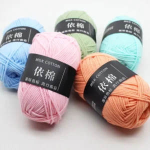 4 Ply Large 50g Bulky Crochet Yarn 100% Combed Cotton Milk Dye Recycled Slub Style for Hand Knitting DIY and Baby Clothing