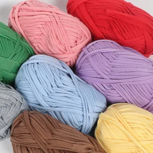 400g Big Roll Polyester T Shirt Yarn High Elasticity Crochet Thread for Knitting and Weaving Dyed Spaghetti Pattern