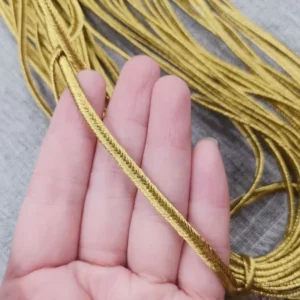 4mm Flat Polyester Thread Braided Beading Soutache Cord for Quilting Trimming Crafts Making Gold