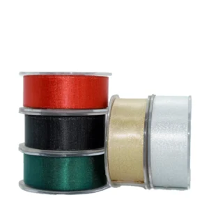 5 Rolls Per Set Metallic Ribbon Christmas Decoration Gold Yarns Woven Ribbon Custom Logo Printed Ribbon