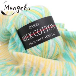 50g 3 Strands Milk Cotton Acrylic Blend Fancy Dyed Knitting Yarn for Hand Knitting Recycled and Strong