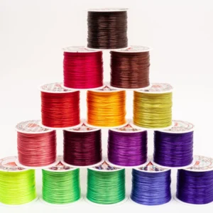 AFYCOLOR 30m Flat Elastic Electroplated Spandex Thread Beads 0.8mm Cord DIY Handmade Braided Bracelet Beading Thread Made
