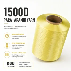 Aramid Fiber 1674tex 1500D Flame Retardant Filament Yarn for Optical Fiber Cable ADSS and FTTH Sewing Thread