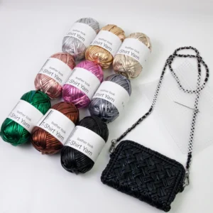 Chunky Metallic T Shirt Yarn for Handmade Bags 100% Polyester Yarn for Crochet Projects