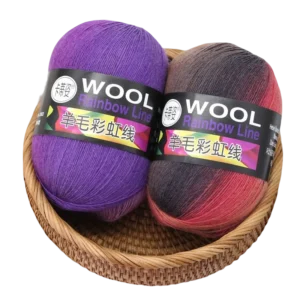 Colorful Crochet Fancy Merino Wool Yarn Recycled Rainbow Wool Blend for Hand Knitting and Weaving Dyed Patterned Wool Blend