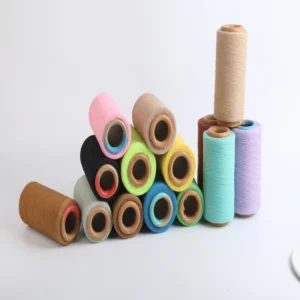 Colorful Regeneration Blend Core Spun Cotton Yarn 20 2 Recycled Polyester Ring Spun for Embroidery Sewing Knitting