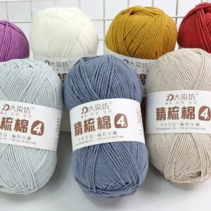 Combed Cotton Yarn 4PLY 50g Milk Acrylic Blend Ring Spun Anti Pilling Dyed Baby Soft Hand Knitting Crochet Thread
