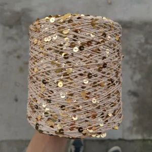 Cotton Blended Fancy Yarn with Dyed Anti static 3MM&6MM Paillette Bling Sequin for Garment and Hand Knitting OE Technics