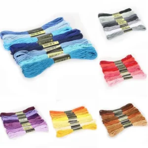 Cotton and Silk Thread Sewing Set for Manual DIY Hairpin Needlework Projects Durable Colorful 7.5m Length