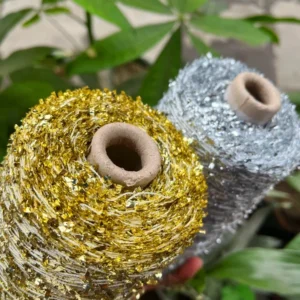 Custom Colors Silver Sparkle Shining Yarn Metallic Gold Film butterfly Yarn for Decoration Knitting Sweater Factory