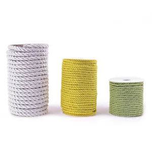 Custom Logo Three Strands Colored Twisted Rope with Gold Line 100% Polyester Eco-Friendly High Tenacity for Bags & Shoes