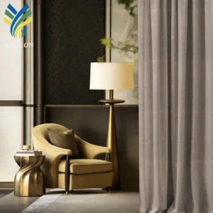 Custom Luxury Wool Look Metallic Yarn Blackout Curtain Fabric for Living Room Bedroom Hotel Commercial Interior