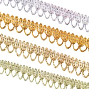 Customize Braid Metallic Yarn Gold Lace Trim Ethnic Webbing Lace