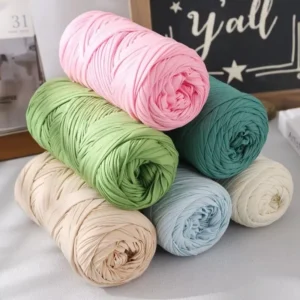 Customize Label Dyed T Shirt Yarn 100g Fancy Tape Polyester Spaghetti Handbag Crochet Hand Knitting Chunky High Tenacity