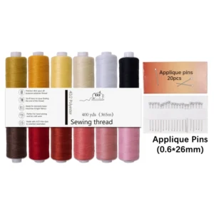 Customized Mixed 12 Colors 40s 2 Sewing Thread with Sewing Pins for Hand Machine Sewing Quilting Accessory Tool