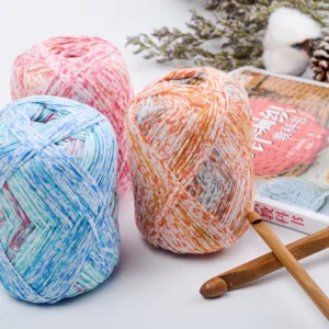 Customized Mixed Colors Fancy Yarn Spray Dyed Flat Silky 100% Cotton for Hand Knitting Crochet Sewing