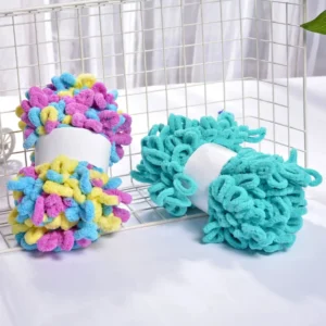 Eco-Friendly Puffi Circle Cotton Braided Rope Thread Hand Knitting Finger Loop Yarn Crochet OE Dyed Pattern Weaving