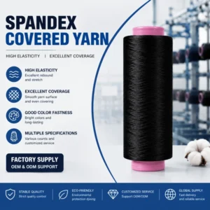 Factory Direct Dyed Spandex Covered Polyester Elastic Yarn with Customized Color for Gloves & Blankets Manufacturer