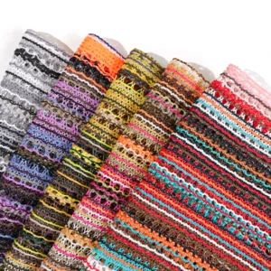Factory Direct Sale Colorful 100% Polyester Warp Fancy Yarn Dyed Knitted Stripe Jacquard Fabric for Garment