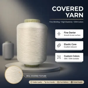 Factory Supply Dyed Spandex Polyester Elastic Covered Yarn for Socks and Knitted Products
