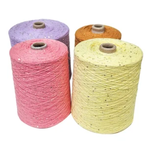 Fancy Beaded Yarn Combed Cotton Hand Knitted Woven Seven S’s Fat Tube 2mm Sequin Yarn CY22011