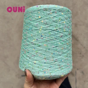 Fancy Yarn 100% Tencel Thread with Rainbow Colorful Sequin 2mm 3mm Small Size Glittery Lyocell Sequin